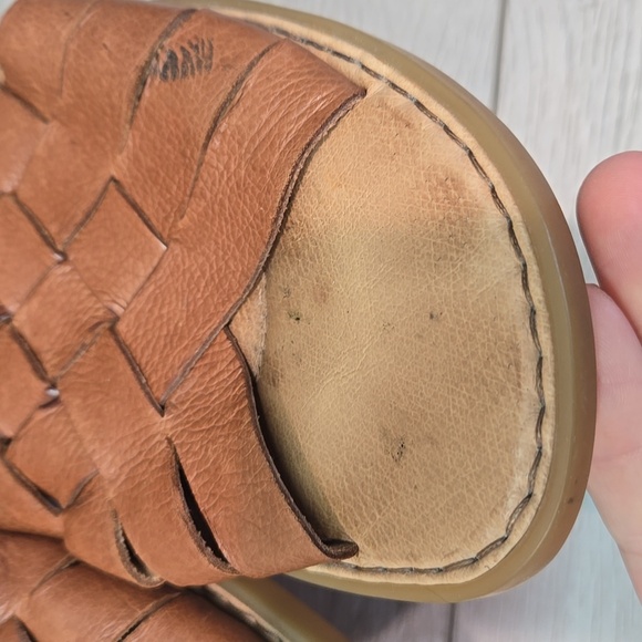 Born Women Brown Leather Woven Sandals Zip Back Sandals Shoes Sz 8M - Picture 4 of 13